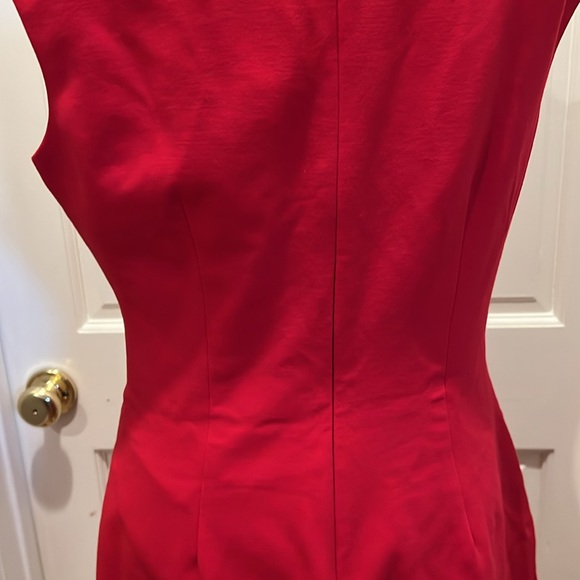 Stunning Elegant Vintage Caché Red Fitted Asymmetrical Neckline Dress NWT - Picture 6 of 15